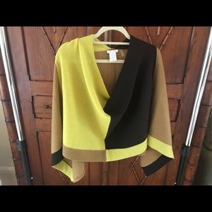 MINNIE ROSE color blocked cashmere poncho